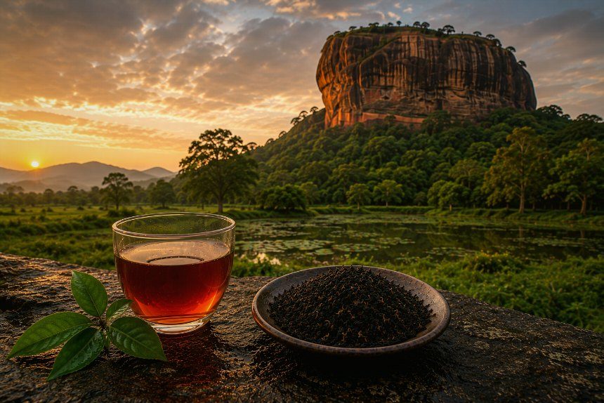 Dambulla — Sigiriya rock at sunset